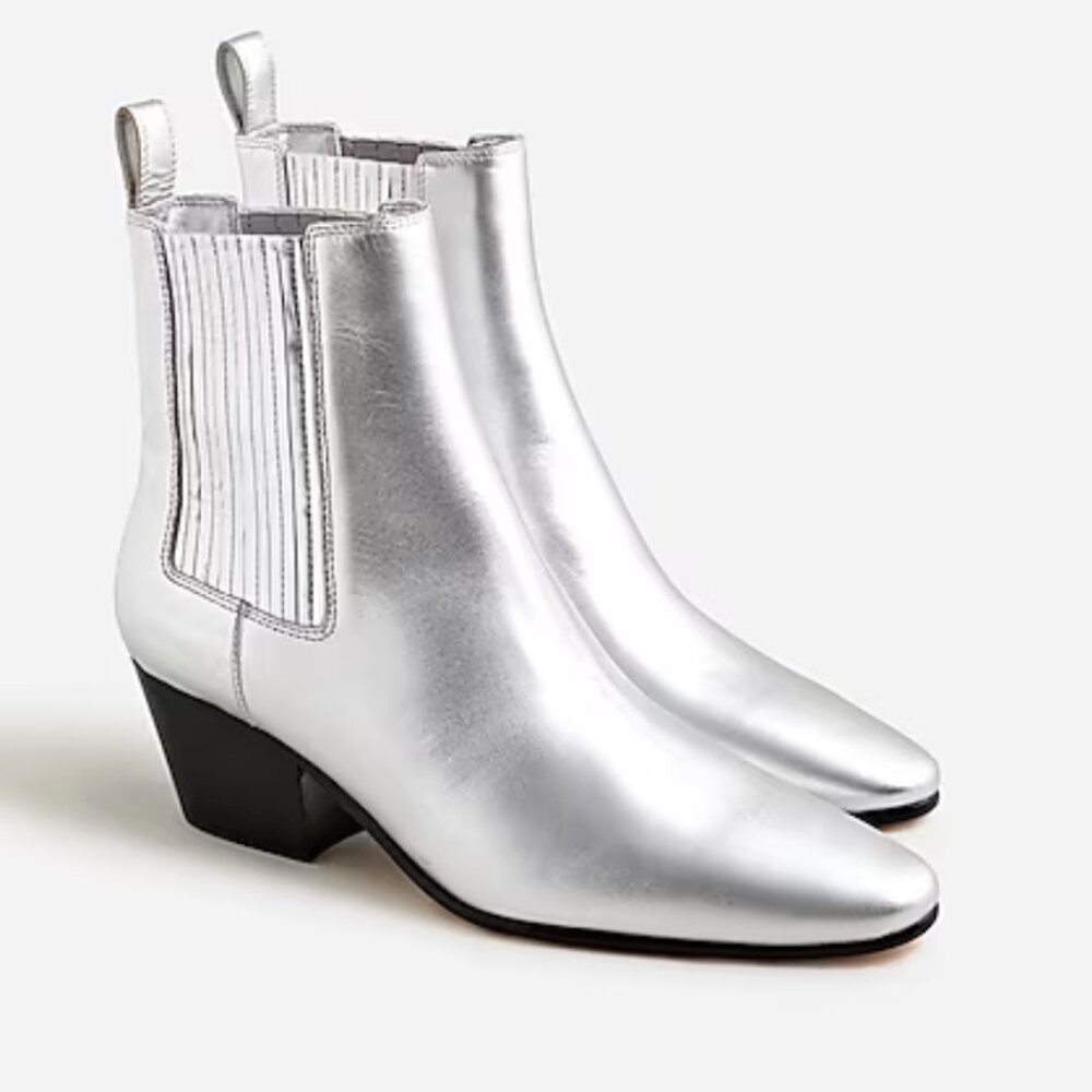 J. Crew Piper ankle boots in metallic leather NWOT